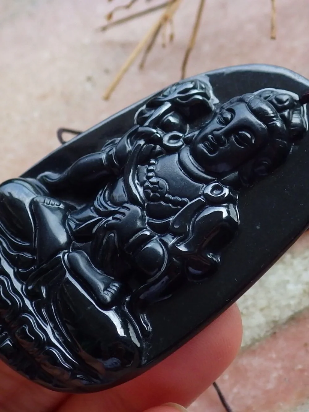 Certified Black Dark Green Burma Jade jadeite Guanyin Kwan Yin Pendant Necklace